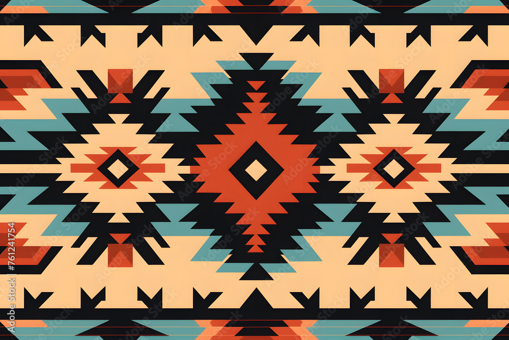 Mexican Navajo tribal seamless pattern. Native American ornament. Boho geometric ornament seamless flat style pattern.  - obrazy, fototapety, plakaty 