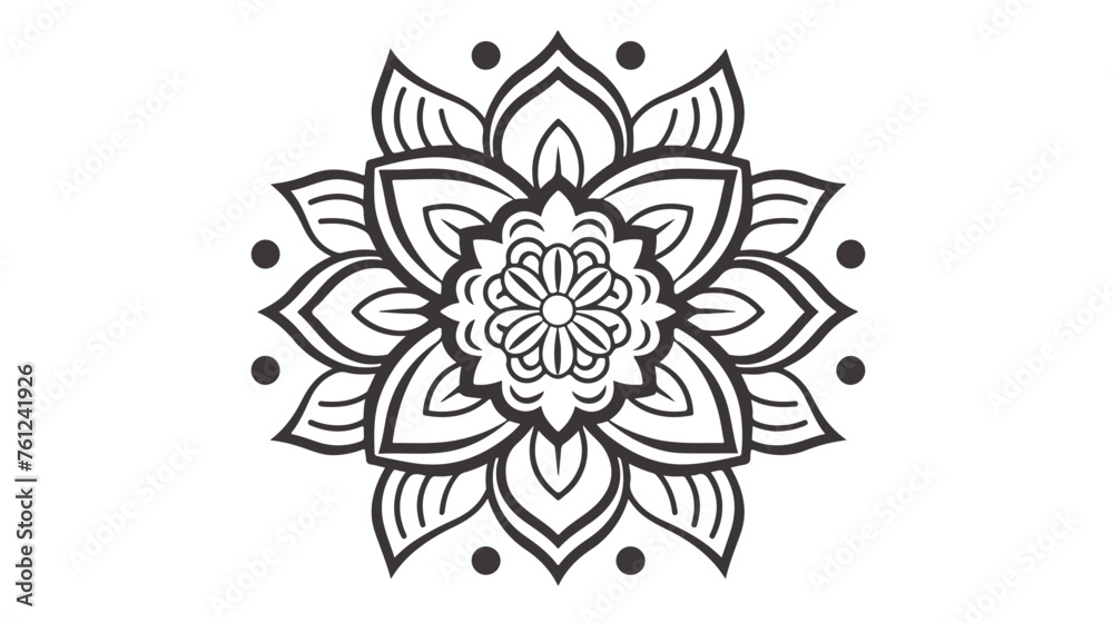 Outline Mandala. Ornamental round doodle flower 