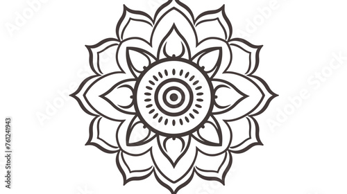 Outline Mandala. Ornamental round doodle flower 