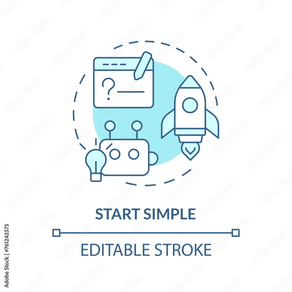 Start simple soft blue concept icon. Prompt engineering tips. Design clear instruction. Ask basic question. Round shape line illustration. Abstract idea. Graphic design. Easy to use in article Start simple soft blue concept icon. Prompt engineering tips. Design clear instruction. Ask basic question. Round shape line illustration. Abstract idea. Graphic design. Easy to use in article