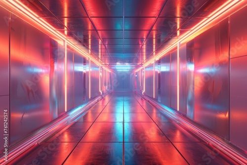 Futuristic passageway neon illumination