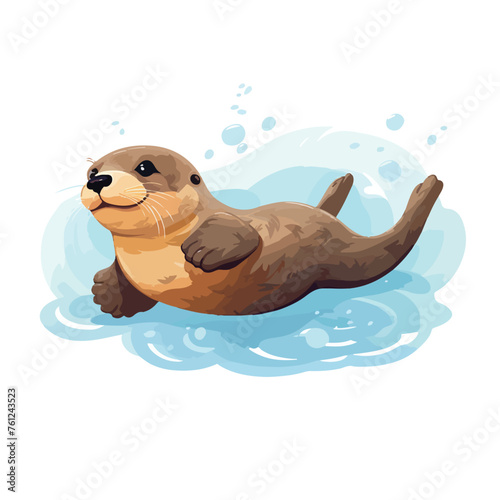 A playful sea otter illustration floating on its ba