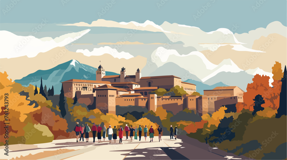 People at the Alhambra Palace in Granada Spain - obrazy, fototapety, plakaty 
