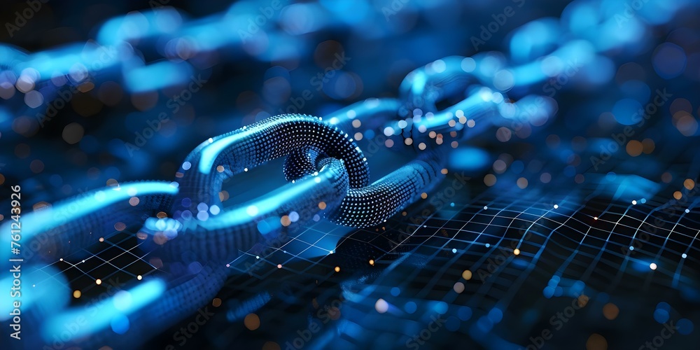 Challenges in blockchain security highlight worries about data protection techniques and encryption. Concept Blockchain Security, Data Protection Techniques, Encryption, Cybersecurity Concerns - obrazy, fototapety, plakaty 