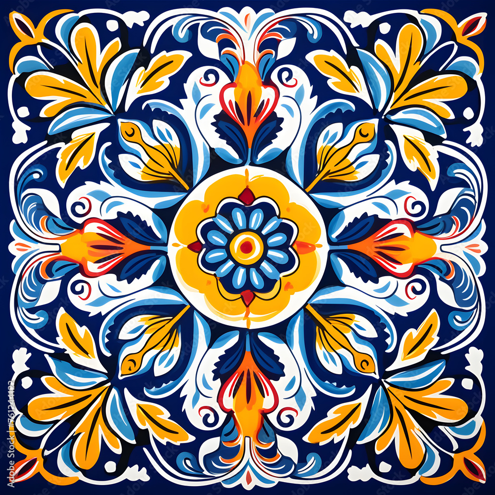 Mexican Traditional Talavera Style Tiles from Puebla