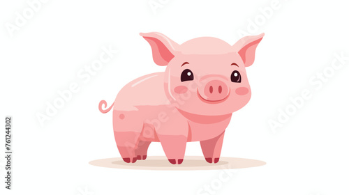 Pig animal digital illustration in cute and simple s