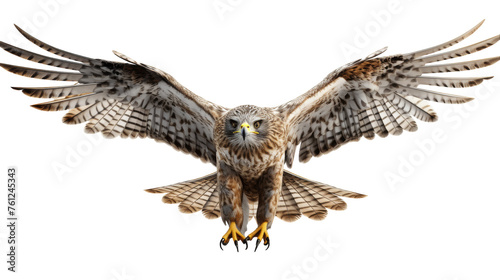 A large bird of prey with wings outstretched, soaring gracefully through the sky © momina