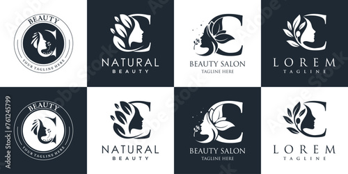 letter logo C design collection with nature beauty concept premium vector