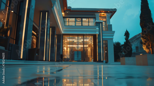 Automatic sliding doors in front of luxury home