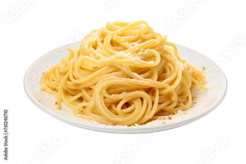 Plate of Pasta on White Background. On a White or Clear Surface PNG Transparent Background.