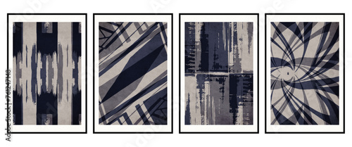 Set of 4 Abstract illustration in vintage style. For use in graphics, for wall decor. .