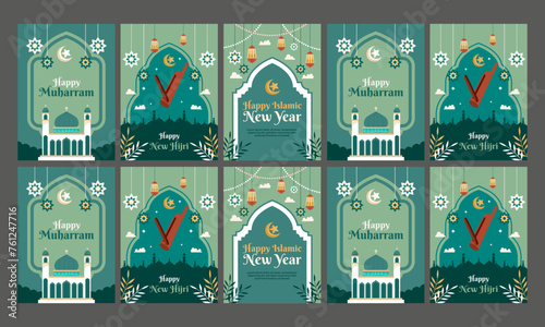 happy muharram islamic new year vector flat design