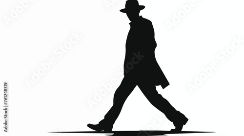 Silhouette of a walking man on a white background. f