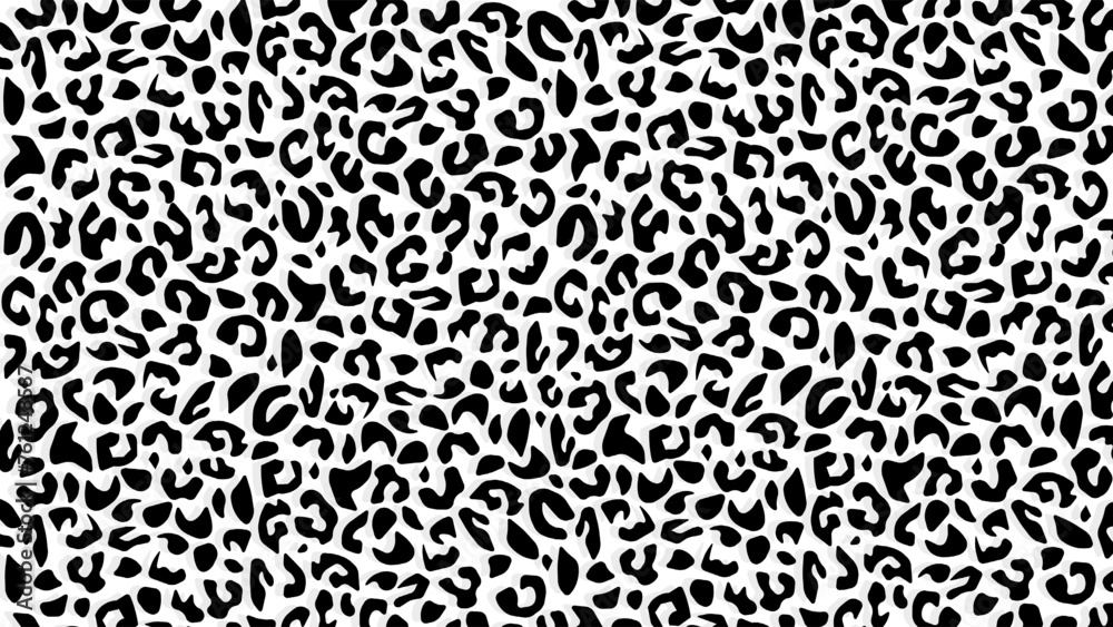Leopard skin fur texture black background	 - obrazy, fototapety, plakaty 