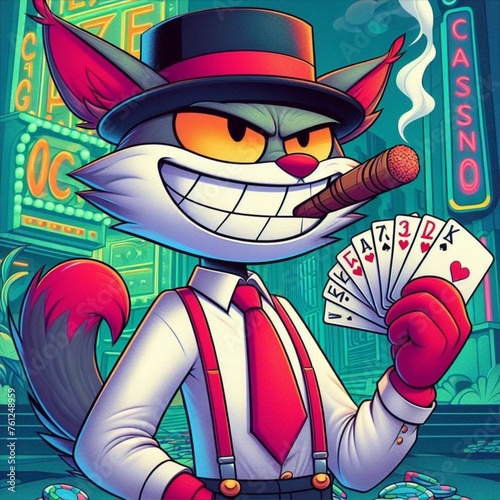 cat gambler in casino