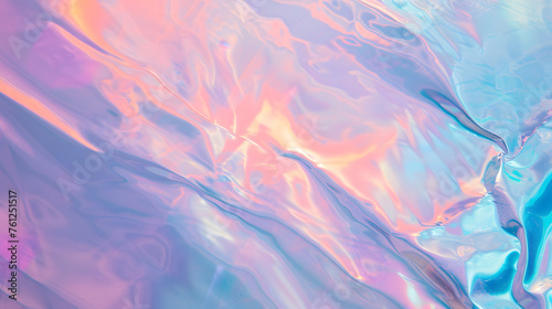 Wavy Background. Holographic Abstract in Soft Pastel Colors with Rainbow Light Refraction Texture. Abstract background. The surface is slippery. Rainbow pastel colors