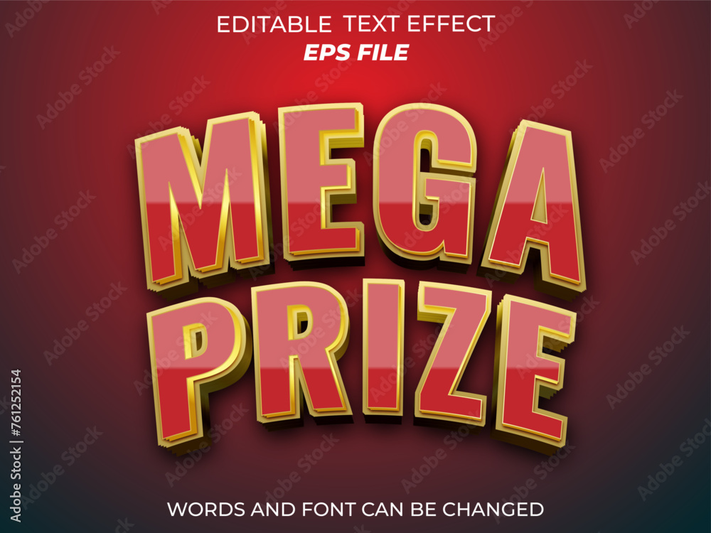 mega prize text effect, font editable, typography, 3d text. vector template