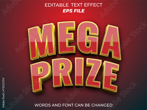 mega prize text effect, font editable, typography, 3d text. vector template