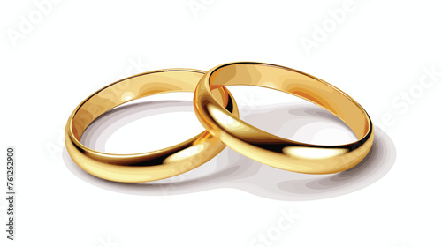 Two gold rings isolated on white flat vector 
