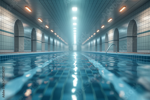 swimming pool indoor with swimmers