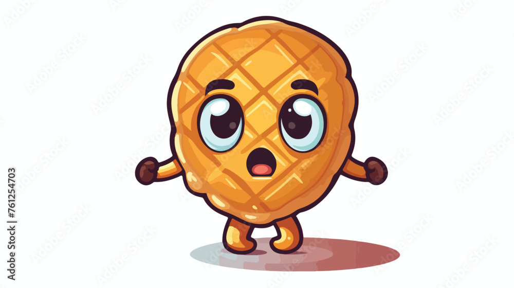 Waffle mascot character with afraid gesture 