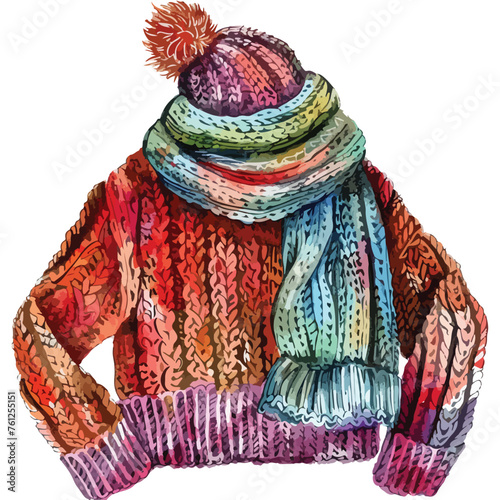 Knitted Wear Clipart isolated on white background