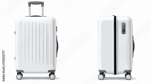 White Luggage mockup Suitcase baggage .. flat vector