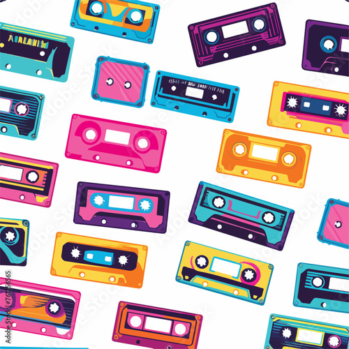 A retro-inspired cassette tape pattern illustration