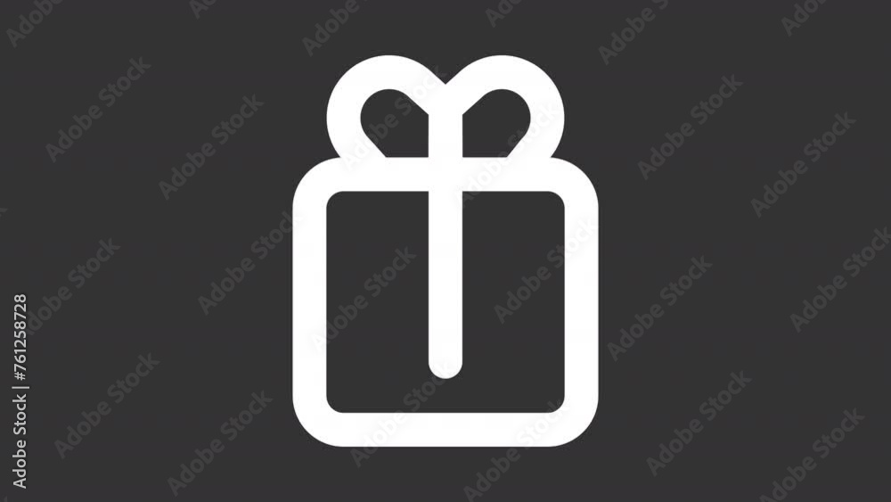 Loyalty program white line animation. Animated gift icon. Customer loyalty program. Hotel benefits. Exclusive offer. Isolated illustration on dark background. Transition alpha video. Motion graphic Loyalty program white line animation. Animated gift icon. Customer loyalty program. Hotel benefits. Exclusive offer. Isolated illustration on dark background. Transition alpha video. Motion graphic
