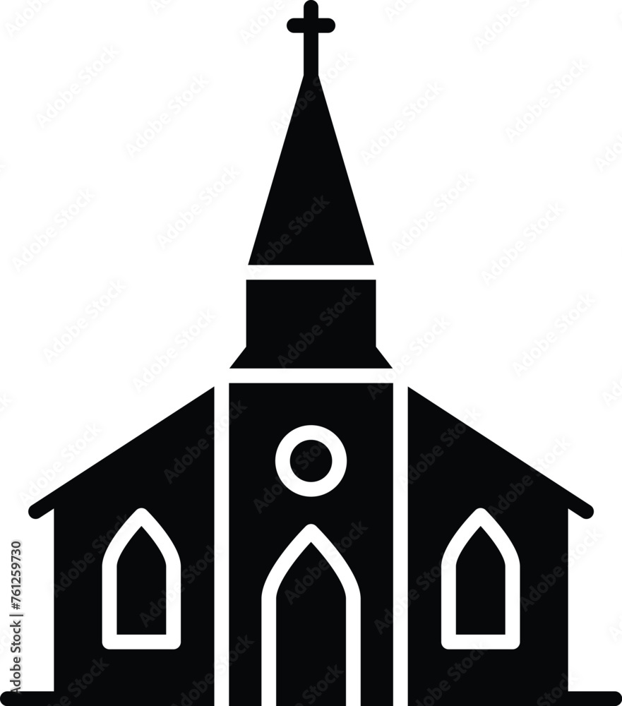 Black Solid Church vector icon Black Solid Church vector icon