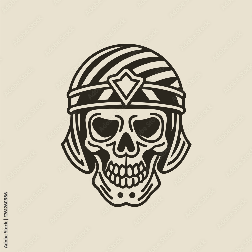 vector skull vintage helmet