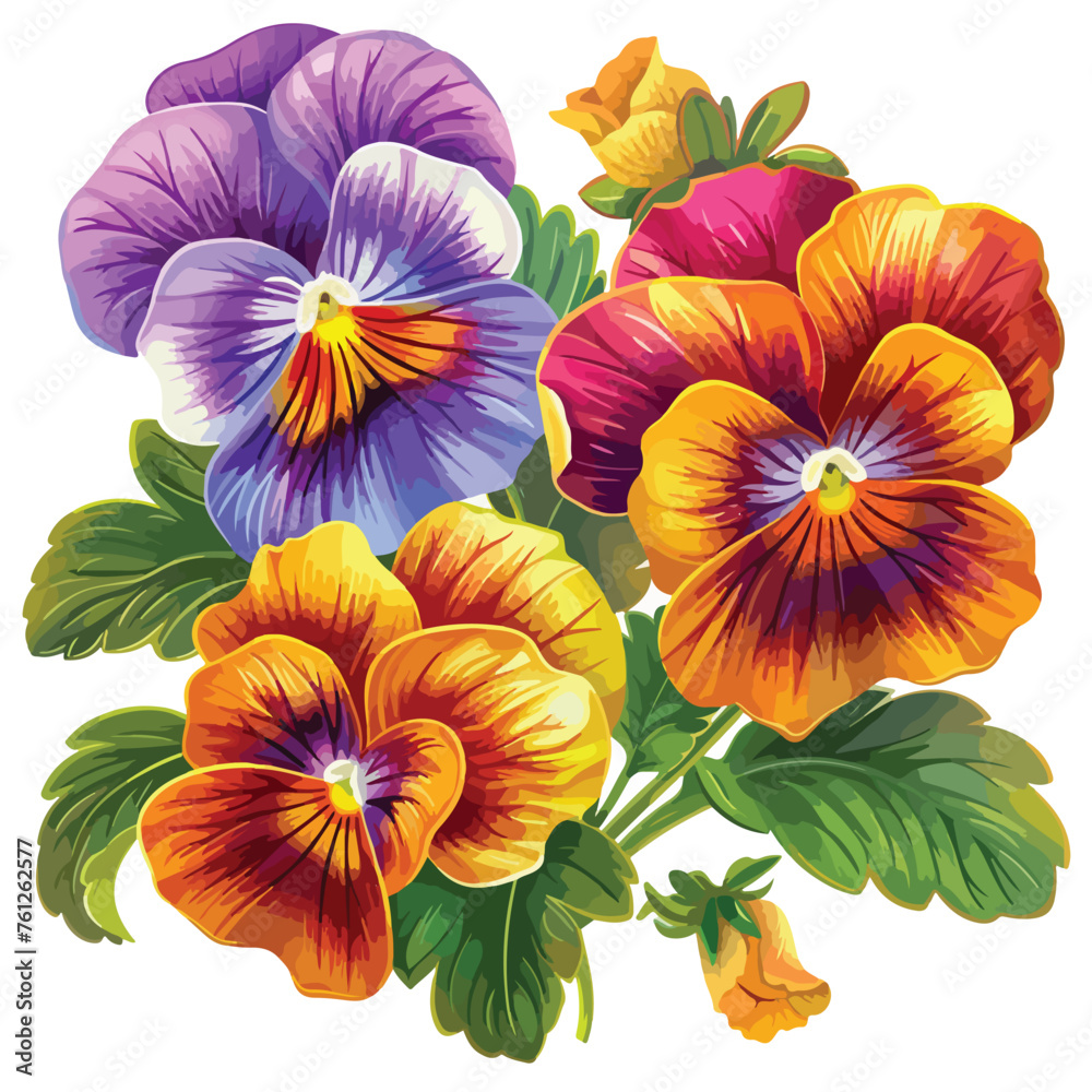 Pansies Clipart isolated on white background