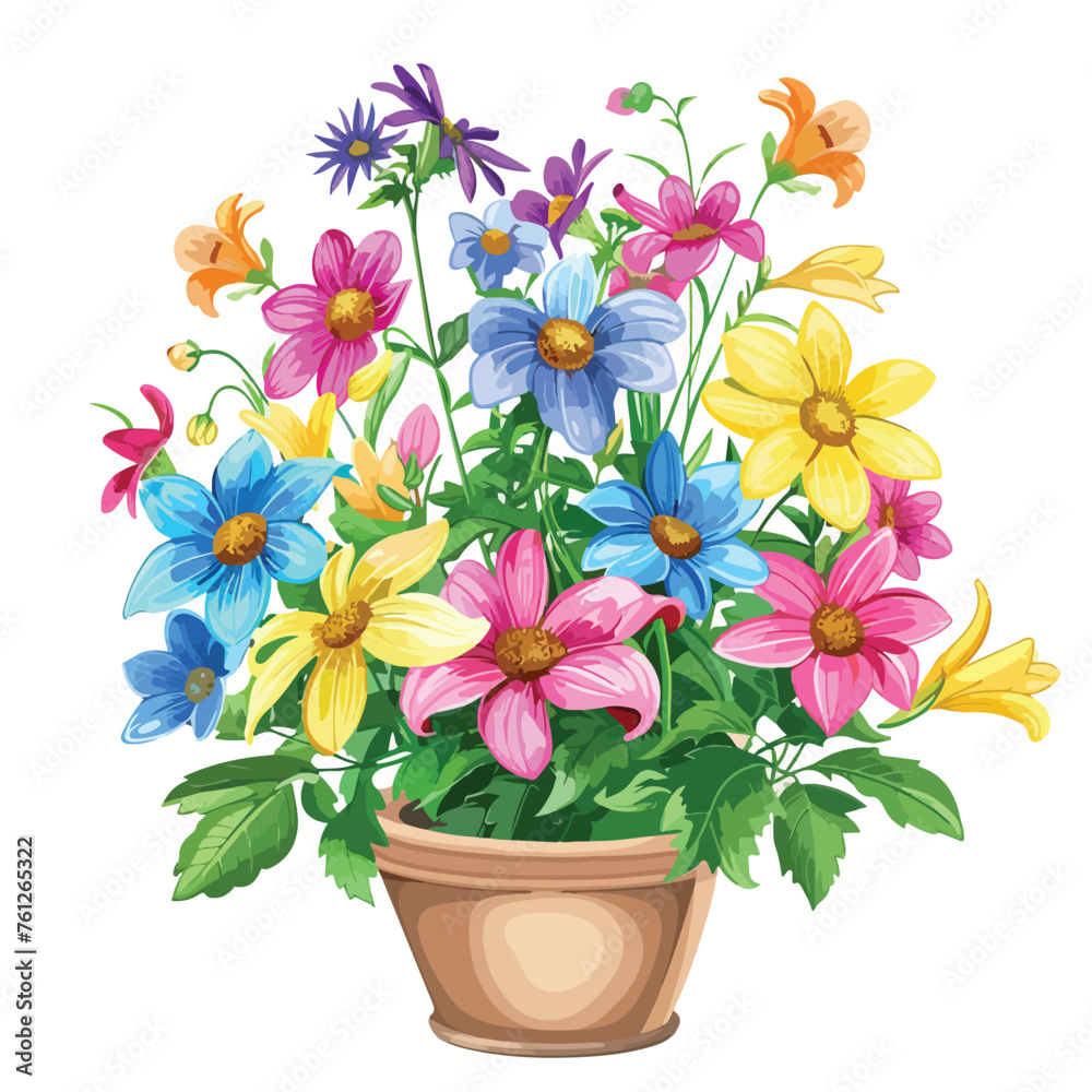 Potted Summer Flowers Clipart 