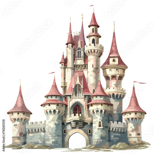 Princess Castle Clipart isolated on white background