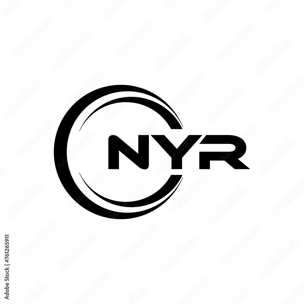 NYR letter logo design with white background in illustrator, cube logo, vector logo, modern alphabet font overlap style. calligraphy designs for logo, Poster, Invitation, etc.
