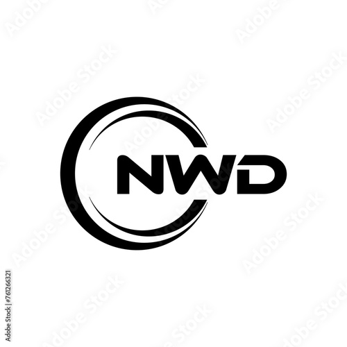 NWD letter logo design with white background in illustrator, cube logo, vector logo, modern alphabet font overlap style. calligraphy designs for logo, Poster, Invitation, etc.