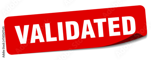 validated sticker. validated label