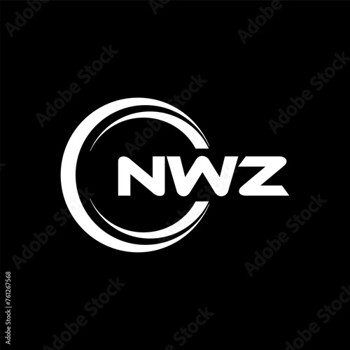 NWZ letter logo design with black background in illustrator, cube logo, vector logo, modern alphabet font overlap style. calligraphy designs for logo, Poster, Invitation, etc.