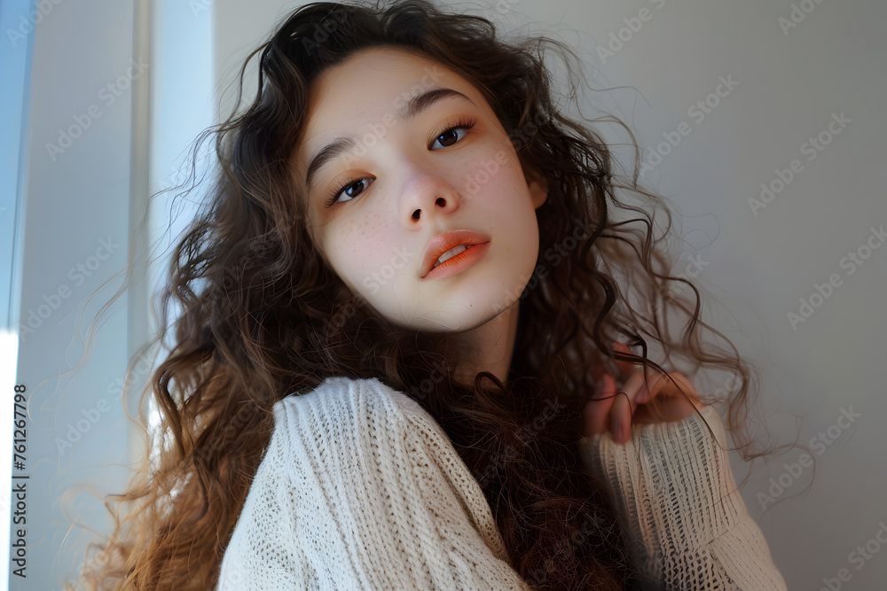 スマートフォンでSNSコミュニケーションする女性 スマートフォンでSNSコミュニケーションする女性