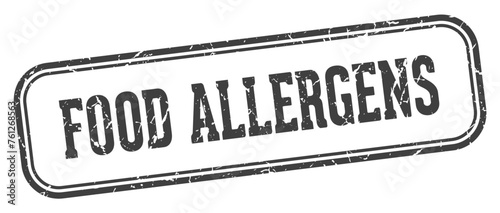 food allergens stamp. food allergens rectangular stamp on white background