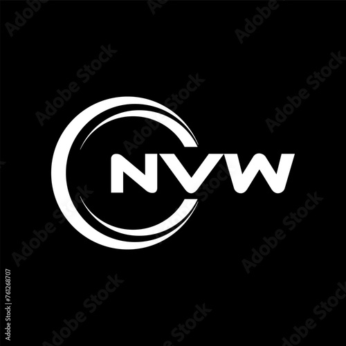 NVW letter logo design with black background in illustrator, cube logo, vector logo, modern alphabet font overlap style. calligraphy designs for logo, Poster, Invitation, etc. photo