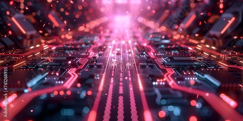 Illuminated futuristic circuitry in advanced digital network concept. Concept Technology, Futurism, Digital Network, Illumination, Circuitry