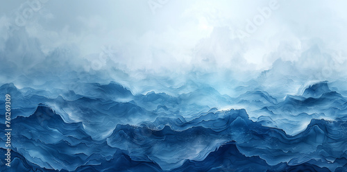 Abstract blue watercolor waves background with artistic texture  ideal for creative design projects