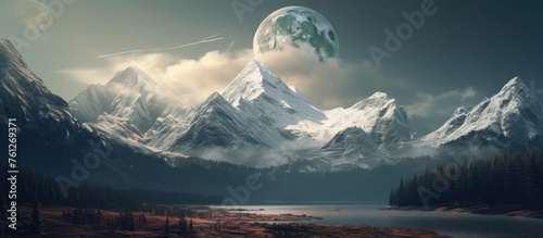 background of icebergs and full moon © Muhammad