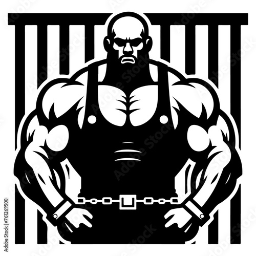 minimal and simple prisoner. Male criminal arrested. Killer man in jail. Jailhouse inmate. Jail uniform black vector silhouette