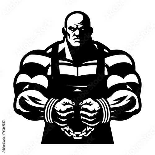 minimal and simple prisoner. Male criminal arrested. Killer man in jail. Jailhouse inmate. Jail uniform black vector silhouette