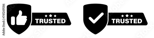 Trusted icon symbol inscription basic simple design