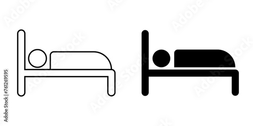 Sleep bed icon set basic simple design