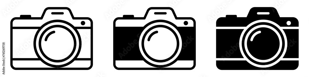 Photo camera icon set basic simple design Photo camera icon set basic simple design