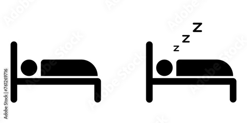 Sleep bed icon set basic simple design